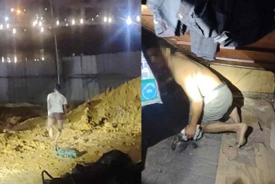 PATI bertindak melarikan diri ke kawasan lombong dan menyorok di bawah katil ketika pemeriksaan JIM di rumah kongsi tapak pembinaan di USJ23, Subang Jaya pada Sabtu.