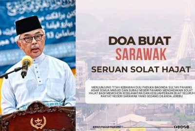 Al-Sultan Abdullah menitahkan supaya solat hajat diadakan di semua masjid di seluruh negeri Pahang bagi memohon keadaan jerebu yang melanda Sarawak ketika ini segera bertambah baik.
