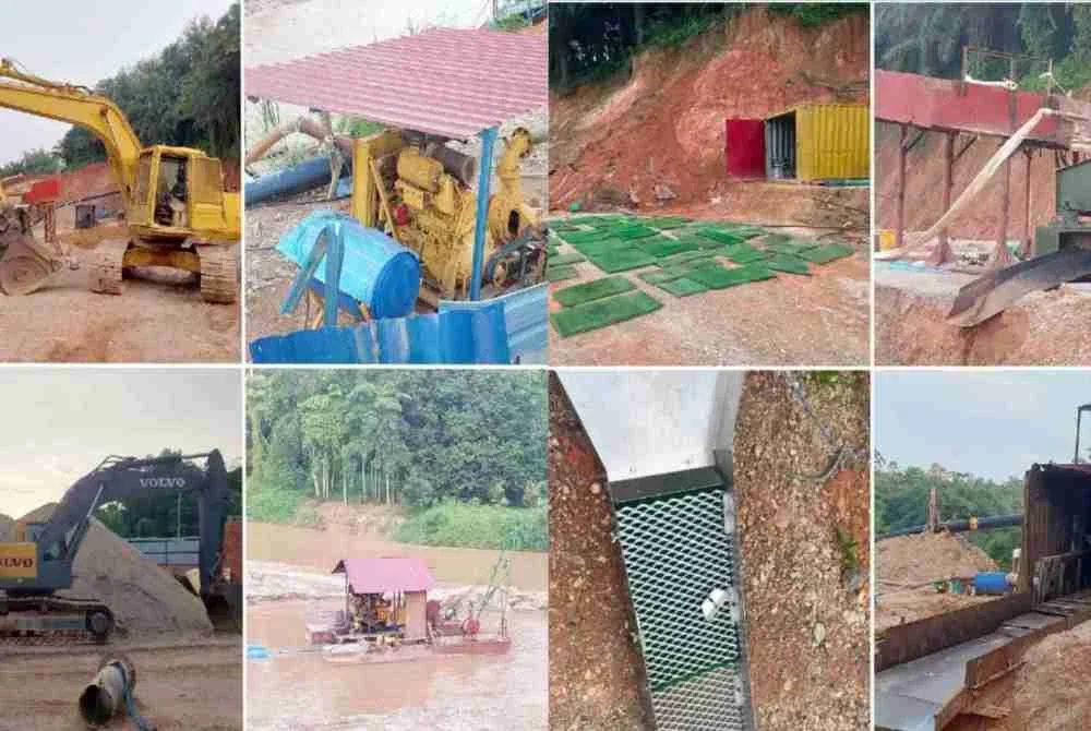 Kegiatan melombong emas disyaki berselindung di sebalik permohonan mengeluarkan pasir terbongkar selepas PGA menyerbu sebuah kawasan di Kuala Betis, Gua Musang pada Sabtu. Foto PGA