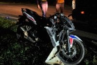 Keadaan motosikal yang ditunggangi mangsa selepas kemalangan tersebut. Foto Polis Rompin.