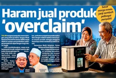 Laporan muka depan Sinar Harian hari ini.