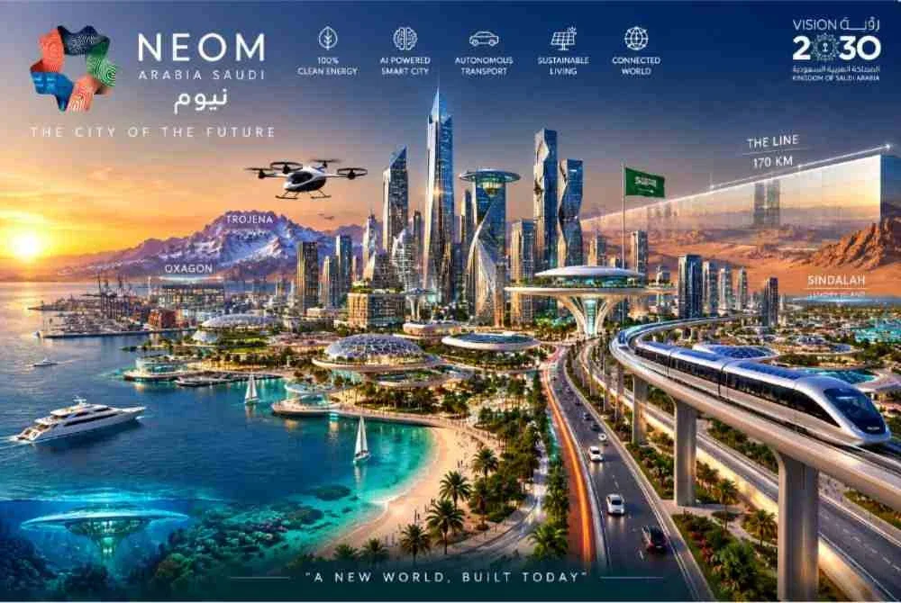 Gambaran artis mengenai projek NEOM. Foto dijana oleh AI