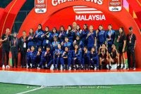 Malaysia B-17 meraih tempat ketiga setelah menumpaskan Jordan dalam saingan Piala Srikandi Merdeka di Kudus, Indonesia.