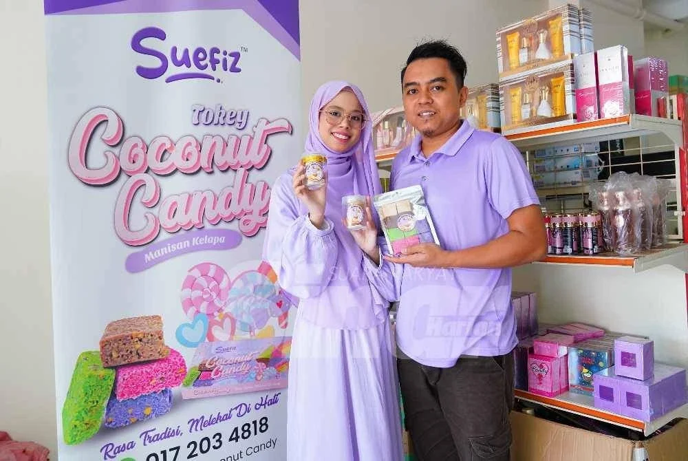 Sulaiha kini mengurusan perniagaan manisan India bersama suami,Nur Muhammad Hafizuddin Shamsuddin. FOTO: Mohd Halim Abdul Wahid