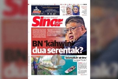 Laporan muka depan Sinar Harian pada Selasa.