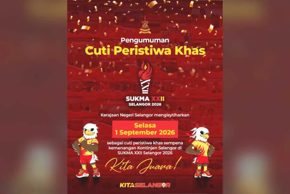 Cuti peristiwa khas pada 1 September ini terpakai kepada semua penjawat awam Persekutuan dan negeri yang berkhidmat di Selangor.