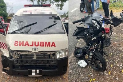 Keadaan kenderaan yang terbabit dalam kemalangan di simpang lampu isyarat Kampung Air Merbau pada Rabu.