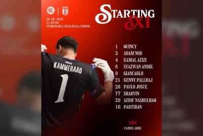 Senarai 10 pemain yang diturunkan KL City dengan seorang di bangku simpanan dalam aksi Liga Super menentang Kuching City malam ini. Foto FB Kuala Lumpur City