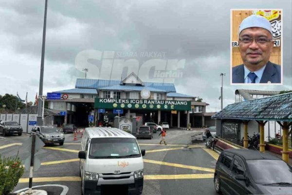 Pintu masuk sempadan dari Kelantan ke Thailand di ICQS Rantau Panjang. Gambar kecil: Mohamed Fadzli