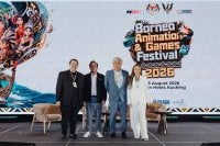 Dari kiri: Norman Goh, Anuar Fariz, Sudarnoto dan Tiara pada sesi perbincangan khas bertajuk Featured Panel: Building a Sustainable Ecosystem for the Digital Content Revolution sempena BAGFest 2026, di Kuching.