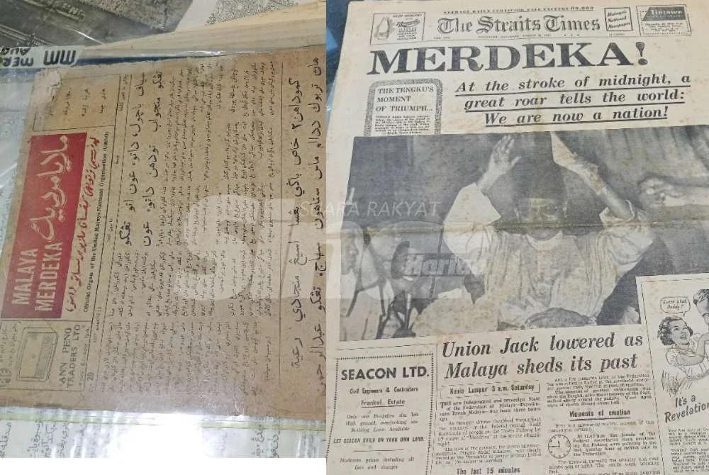Akhbar hari pertama kemerdekaan antara koleksi istimewa yang masih dijaga Cikgu Jamal.