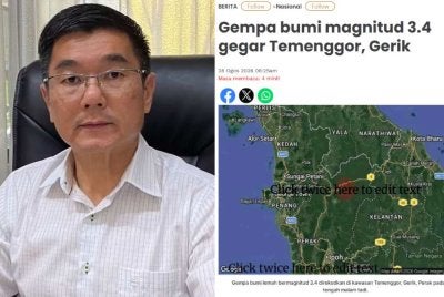Kok Lim berkata risiko gempa bumi berlaku di Perak adalah berasaskan kewujudan struktur sesar di kawasan tertentu, namun kebarangkaliannya adalah rendah.