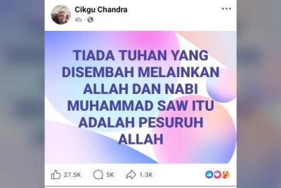 Hantaran Facebook Cikgu Chandra mencetuskan tanda tanya orang ramai pada Jumaat.