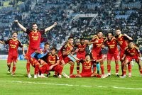 Pemain Selangor meraikan kemenangan menewaskan Terengganu 3-0 dalam aksi Liga Super Malaysia di Stadium Sultan Mizan Zainal Abidin pada Jumaat. Foto: Bernama