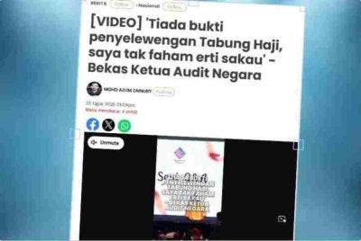 Laporan Sinar Harian mengenai kenyataan bekas Ketua Audit Negara, Tan Sri Madinah Mohamad bahawa dalam kes Tabung Haji 'tiada sakau'.