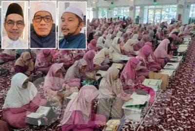 Lebih 500 peserta memenuhi Masjid Al-Imam As-Syafie, Bertam Putra, Kepala Batas Pulau Pinang. - Gambar kecil Mohd Taupek (kiri) Abd Halim dan Mohd Harfiz