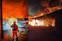 Dua gudang menyimpan bahan kimia pertanian musnah dalam kebakaran di Jalan Raja Arfah, Segambut pada Ahad.