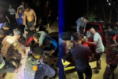 Mangsa lemas dibawa menaiki kenderaan bomba ke Klinik Kesihatan Bayu Damai