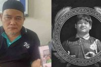 Norramin dan isterinya, JamiatulHuda Ishak, 45. Menunjukkan gambar keluarga termasuk Muhammad Anas (belakang sekali) ketika ditemui di Unit Forensik Hospital Tanjong Karang di sini pada Selasa.