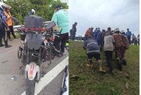 Seorang lelaki maut manakala dua lagi penunggang motosikal cedera selepas terlibat dalam kemalangan membabitkan dua motosikal dan dua kereta di Kilometer 127.4 Lebuhraya Utara-Selatan, di sini pada Selasa.