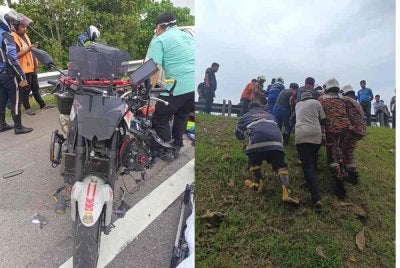 Seorang lelaki maut manakala dua lagi penunggang motosikal cedera selepas terlibat dalam kemalangan membabitkan dua motosikal dan dua kereta di Kilometer 127.4 Lebuhraya Utara-Selatan, di sini pada Selasa.