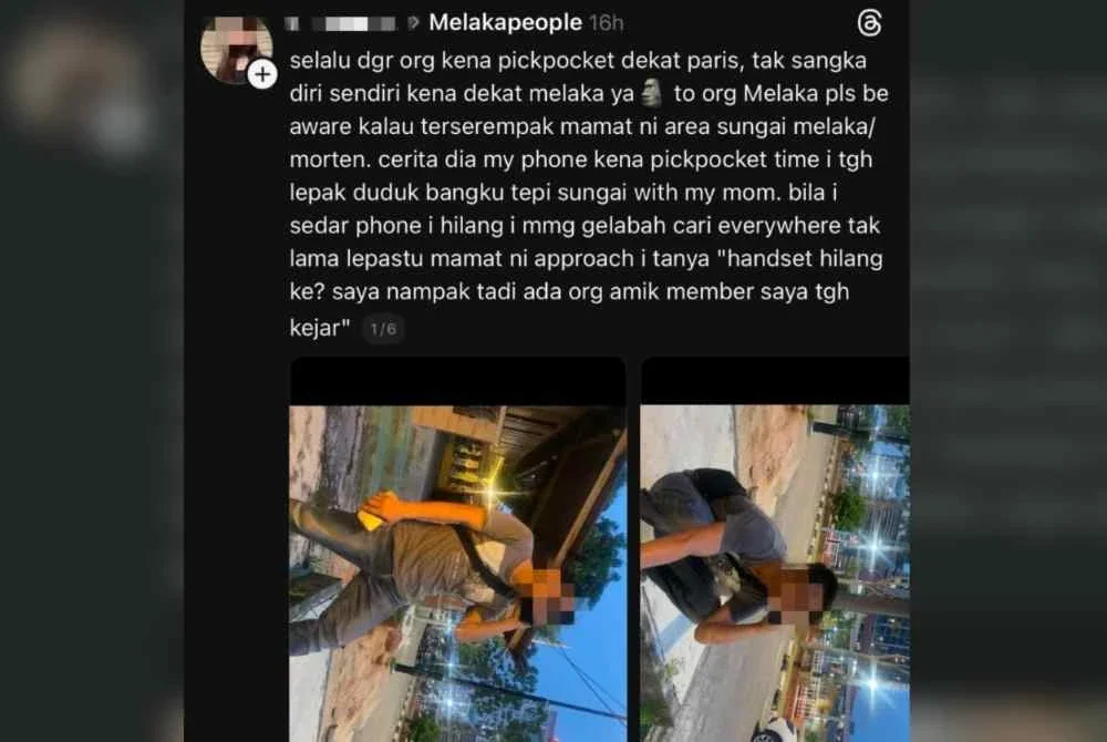 Perkongsian mangsa di aplikasi Threads pada Selasa malam.