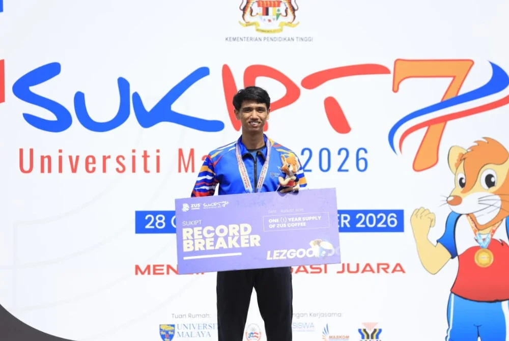 Shawn membaharui rekod acara 1,500m SUKIPT di Arena UM pada Rabu. Foto KPT