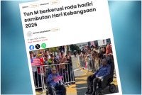 Laporan Sinar Harian pada 31 Ogos berhubung kehadiran Tun M di Putrajaya untuk menyambut Hari Kebangsaan 2026.
