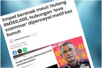 Laporan Sinar Harian mengenai kes empat beranak maut.