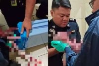 Bayi lelaki ditemukan masih bernyawa dalam sebuah tong sanitari di tandas OKU di LTAPP, Bayan Lepas pada 31 Ogos lalu. Foto tular