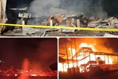 Kebakaran melibatkan sebuah blok bangunan pentadbiran sekolah yang menempatkan bilik guru jenis tidak kekal dan musnah 100 peratus.
