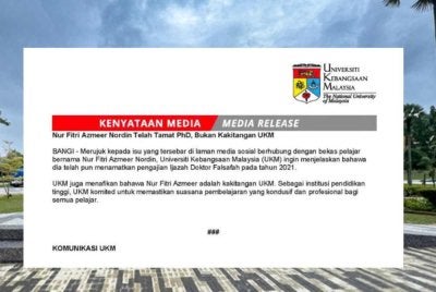 Kenyataan media UKM. 