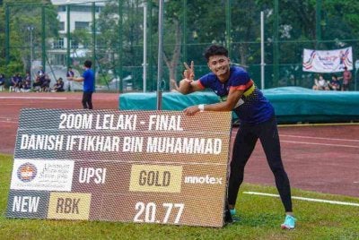 Danish hanya dibezakan dengan masa 0.04s untuk membaharui rekod kebangsaan dalam acara 200m. FOTO: Bernama.
