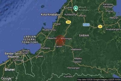 Gempa bumi lemah dengan magnitud 3.4 pada skala Richter berlaku di Keningau, pada jam 9.31 pagi Khamis.