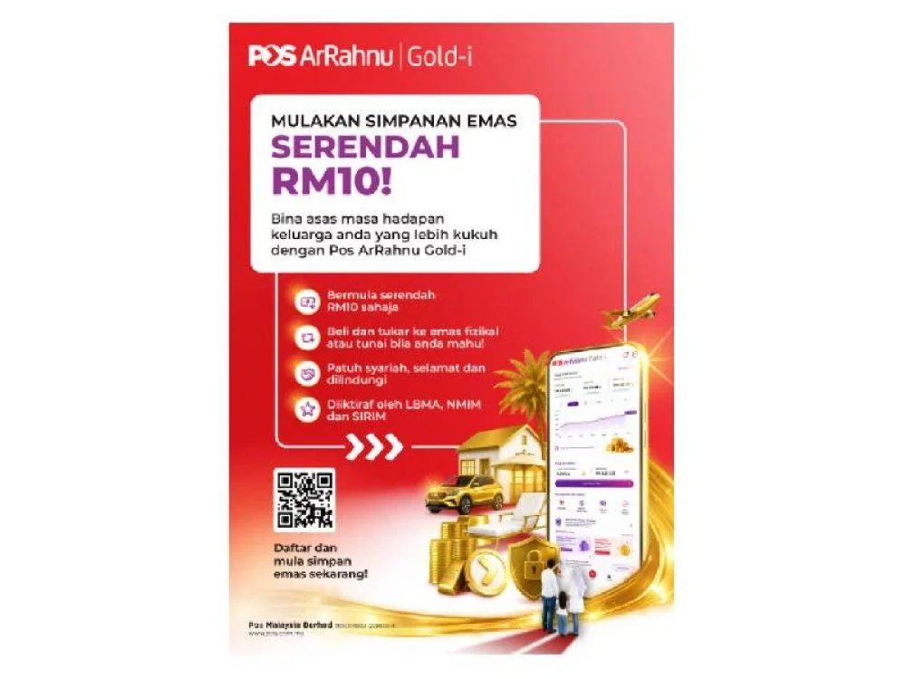 Perkhidmatan emas digital patuh Syariah oleh Pos ArRahnu ini membolehkan rakyat Malaysia mula memiliki emas secara digital dengan serendah RM10.