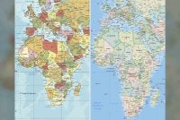 Peta dunia baharu (kanan) yang menjadikan benua Afrika kelihatan lebih besar manakala Amerika Utara dan Eropah kelihatan lebih kecil. Foto Agensi