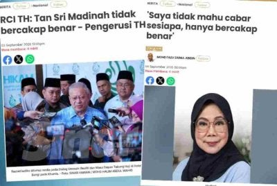 Laporan Sinar Harian mengenai kenyataan Pengerusi Lembaga TH, Tan Sri Rashid Hussain, berhubung kenyataan bekas Ketua Audit Negara, Tan Sri Madinah Mohamad.