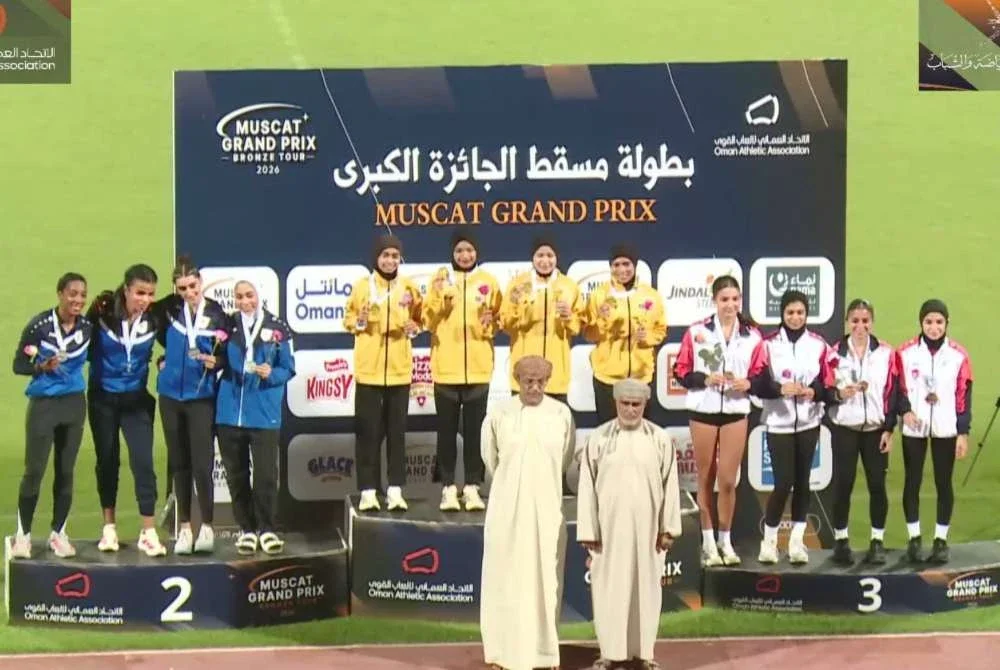 Kuartet wanita cemerlang mencatat 46.07s untuk menamatkan saingan di kedudukan teratas Grand Prix Muscat 2026 di Oman pada Ahad. Foto Agensi