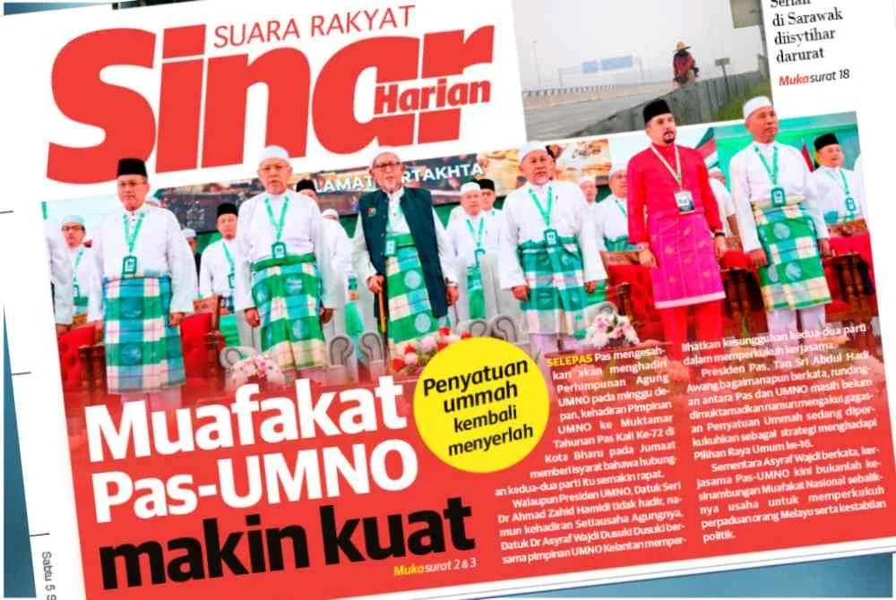 Laporan muka depan Sinar Harian pada Sabtu.