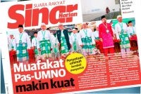 Laporan muka depan Sinar Harian pada Sabtu.