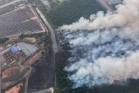 Kawasan seluas kira-kira 17 hektar yang terbakar di Bukit Pelali, Pengerang. Foto JBPM Johor