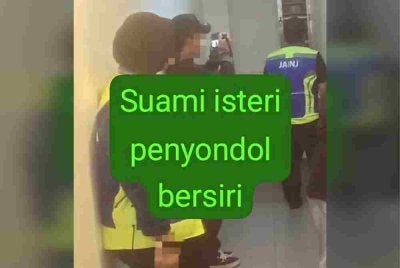 Suami dan isteri orang dicekup berkhalwat dalam bilik hotel oleh penguat kuasa JAINJ. Foto JAINJ