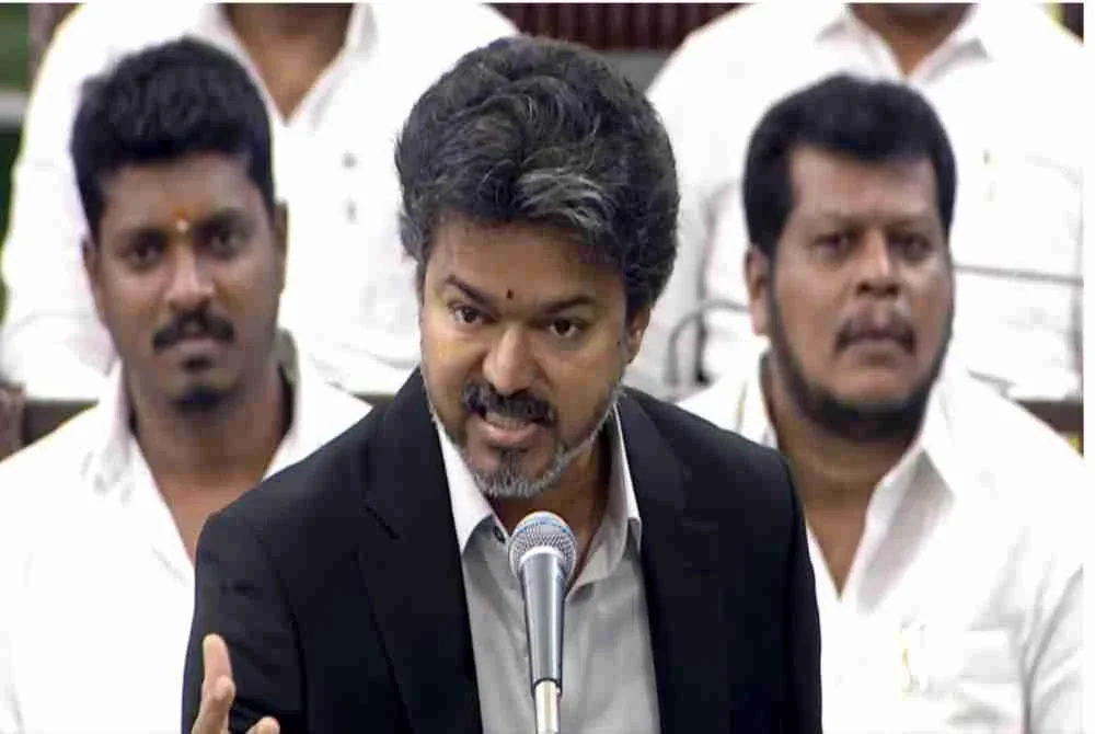 Vijay ketika berucap ketika persidangan Dewan Undangan Negeri di Chennai pada 7 September 2026. Foto: YouTube @tamilnaduassembly
