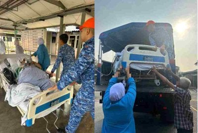 Berat badan mencecah kira-kira 200kg menyebabkan proses memindahkan seorang pesakit lelaki berusia 50 tahun dari Hospital Tengku Anis di Pasir Puteh ke Hospital Sultan Ismail Petra, Kuala Krai, memerlukan bantuan khas APM pada Ahad. Foto: APM