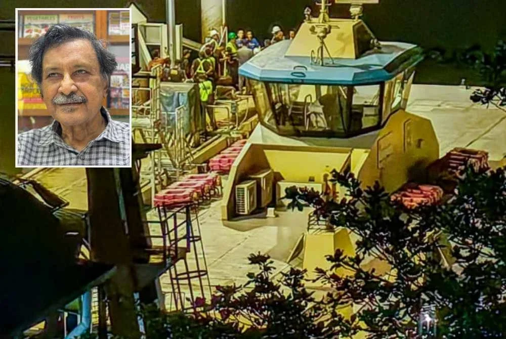 Laporan Sinar Harian mengenai insiden kemalangan feri di Pulau Pinang. Gambar kecil: Mohideen