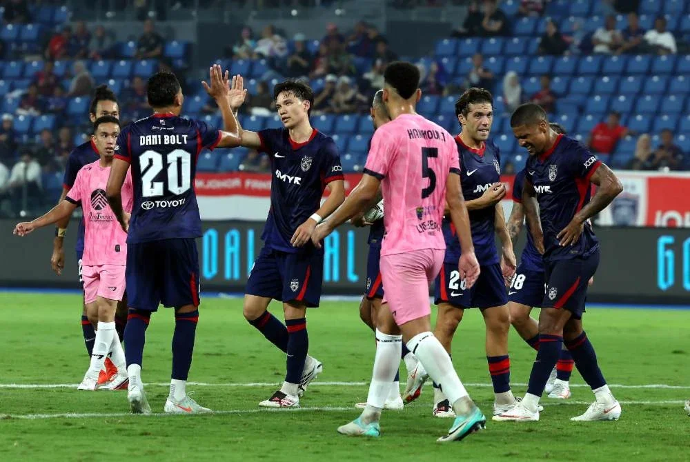 JDT membelasah UM Damansara 10-0 dalam perlawanan timbal balik pusingan 16 Piala FA di Stadium Sultan Ibrahim, Iskandar Puteri pada Selasa. Foto: Bernama.