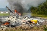 - Sebuah helikopter BO-105 yang membawa lima penumpang termasuk juruterbang terhempas berdekatan Long Lellang Short Take-Off and Landing Airport (STOLport), kira-kira 929 kilometer dari Kuching pada Selasa. Foto Bernama 