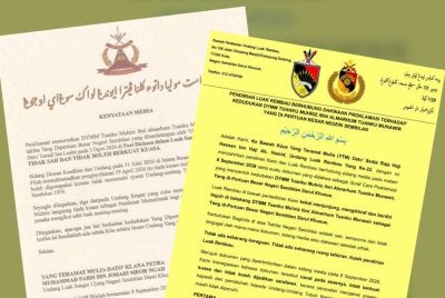 Kenyataan oleh Undang Luak Rembau dan Undang Luak Sungei Ujong yang diiktiraf berhubung dokumen proklamasi yang didakwa ditandatangani Menteri Besar.