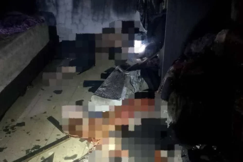 Tiga beranak ditemukan maut dalam sebuah bilik yang terbakar di Kluang.