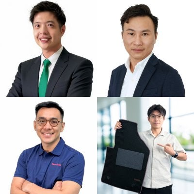 Dari kiri atas ke kanan bawah) Ketua Pegawai Eksekutif dan Pengasas Bersama Moodfree, Jeffrey Cheong;Ketua Pegawai Eksekutif PerySmith, Lim Eng Guan; Pengasas Bersama dan Ketua Pegawai Operasi ServAuto, Phoy Yong Hao ; dan Pengasas Kamatto, Alex Tan.